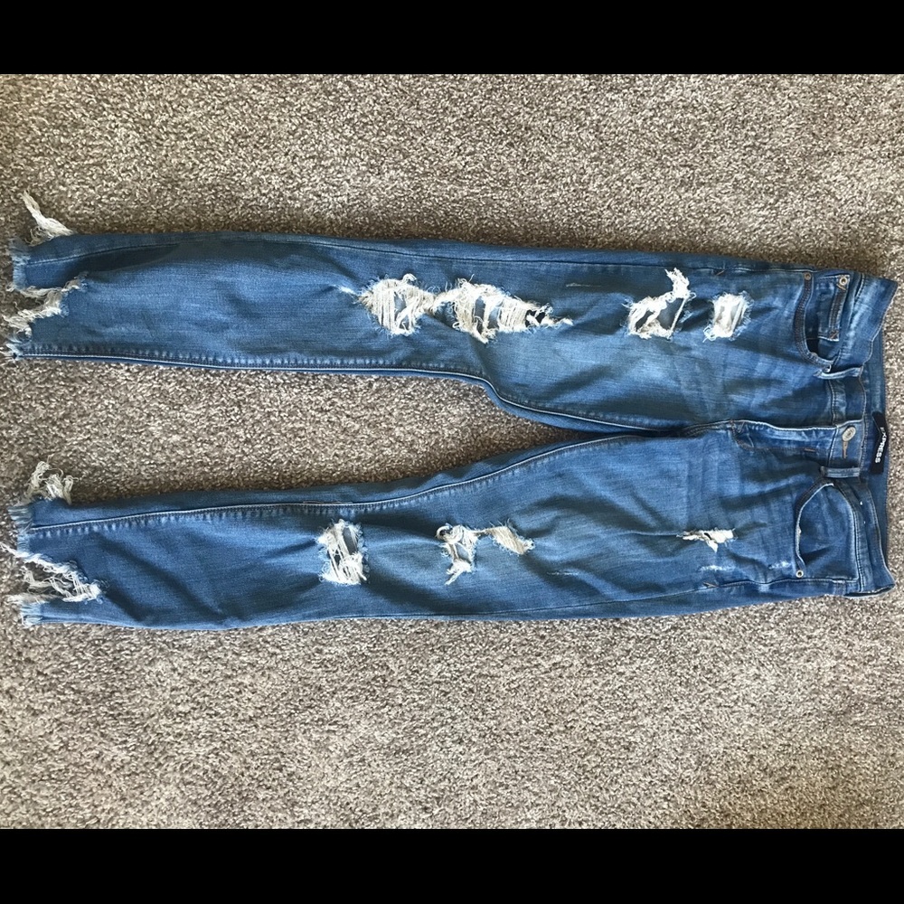 Express Distressed Ankle Skinny Jeans